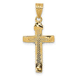 10K Two-tone D/C Small Block Lattice Cross w/Crucifix Pendant