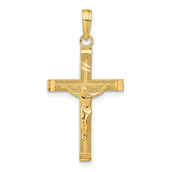 10K Diamond-cut Fancy Tipped Crucifix Pendant