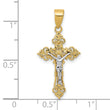 10K Two-tone Small Lacey-edged INRI Crucifix Pendant
