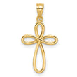 10k Yellow Gold Ribbon Cross Pendant
