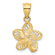 10k Polished and D/C Beaded Plumeria Flower Charm