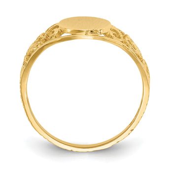 10k 8.5x7.5mm Satin Open Back Filigree Signet Ring, Size 6 - Birthstone Company