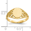 10k 8.5x7.5mm Satin Open Back Filigree Signet Ring, Size 6 - Birthstone Company