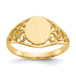 10k 8.5x7.5mm Satin Open Back Filigree Signet Ring, Size 6 - Birthstone Company