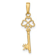 10k Polished 3-D Hearts Key Charm