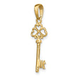 10k Polished 3-D Hearts Key Charm