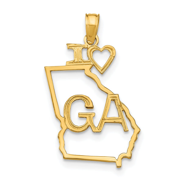 10K Solid Georgia State Pendant