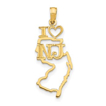10K Solid New Jersey State Pendant