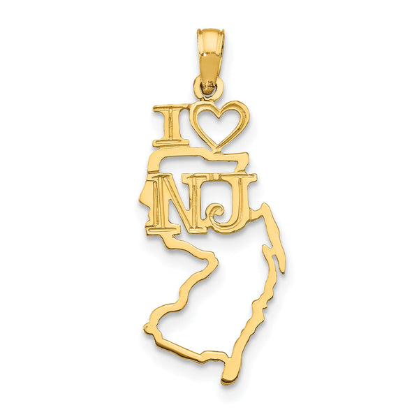 10K Solid New Jersey State Pendant