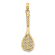 10K Solid Polished 3-D Tennis Racquet Charm