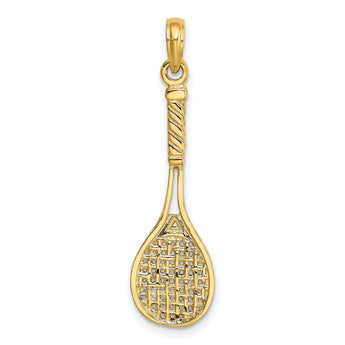 10K Solid Polished 3-D Tennis Racquet Charm
