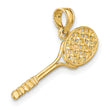 10K Solid Polished 3-D Tennis Racquet Charm