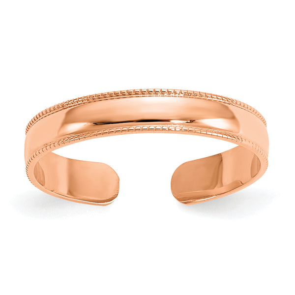 10K Rose Gold Mill Grain Adjustable Toe Ring