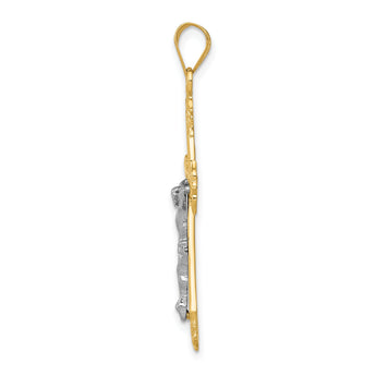 10K Two-tone Diamond-cut Crucifix Pendant