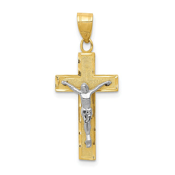 10K Two-tone Diamond-cut Crucifix Charm