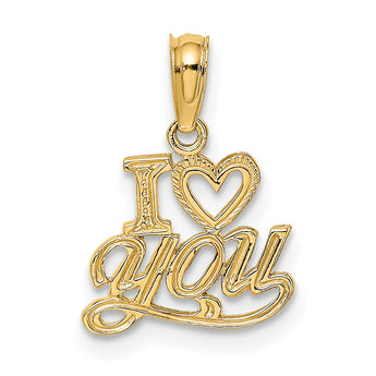 10K Polished and Textured I HEART YOU Charm