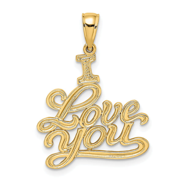 10K Textured I LOVE YOU Pendant