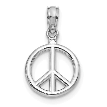 10K White Gold Polished Peace Symbol Pendant