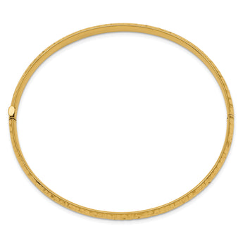 10k 3/16 Fancy Hammered Hinged Bangle Bracelet