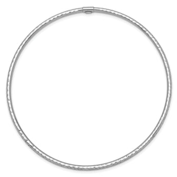 10k White Gold 2mm Diamond-cut Slip-on Bangle