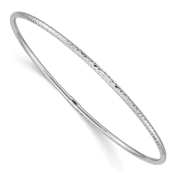 10k White Gold 2mm Diamond-cut Slip-on Bangle