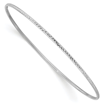 10k 1.5mm White Gold Diamond-Cut Slip-on Bangle Bracelet