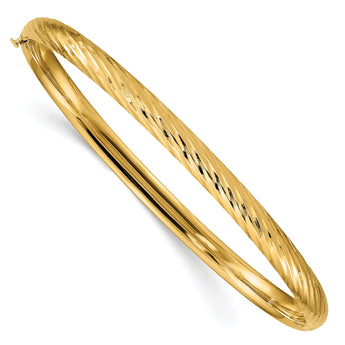 10k 3/16 Textured Hinged Bangle