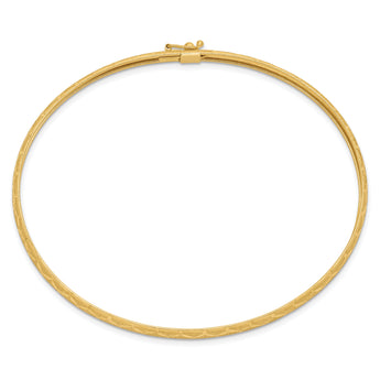 10k Hexagonal Design Diamond-cut Flexible Bangle - 7.5