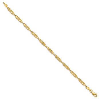 10k Solid Polished Open Back Flower & Leaf Bracelet