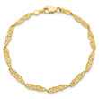 10k Solid Polished Open Back Flower & Leaf Bracelet