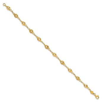 10k Polished and Lasered Spiral Link 7.25in Bracelet