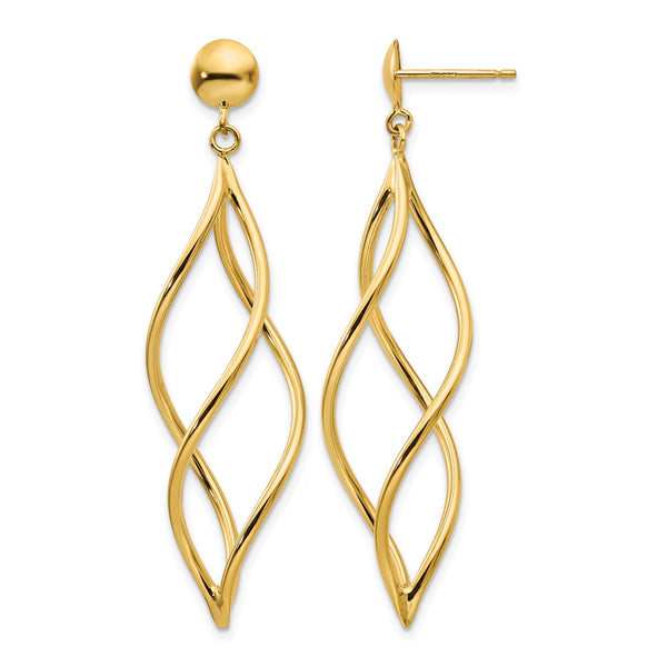 10k Curved Tube Dangle Earrings - Birthstone Company