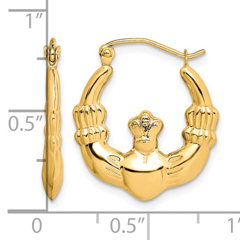 10K Gold Claddagh Hoop Earrings with Polished Finish for Women - Birthstone Company