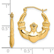 10K Gold Claddagh Hoop Earrings with Polished Finish for Women