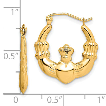 10K Gold Claddagh Hoop Earrings with Polished Finish for Women
