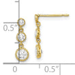 10K CZ 3 Stone Dangle Earrings