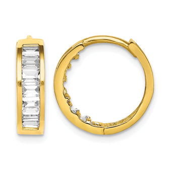 10K CZ Hinged Hoop Earrings - Birthstone Company