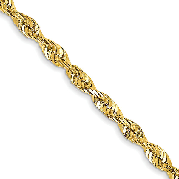 10K Yellow Gold Rope Necklace with Diamond-Cut Elegance and Lightweight Design - 22