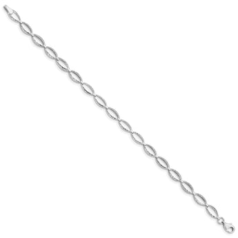 10k White Gold Polished Oval Link Bracelet