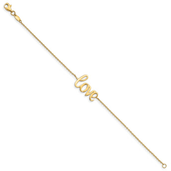 10K Polished LOVE Bracelet - 7