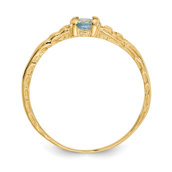 10k Madi K 3mm Aquamarine Birthstone Baby Ring