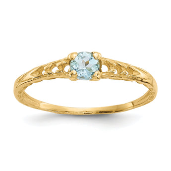10k Madi K 3mm Aquamarine Birthstone Baby Ring