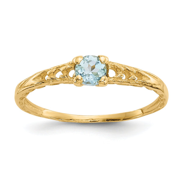 10k Madi K 3mm Aquamarine Birthstone Baby Ring