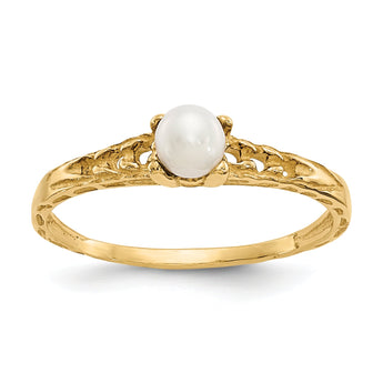 10k Madi K 3mm Fresh Water Cultured Pearl Birthstone Baby Ring