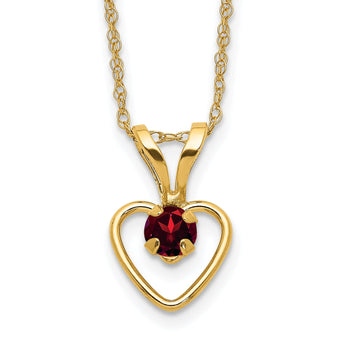 10k Madi K 3mm Garnet Heart Birthstone Necklace