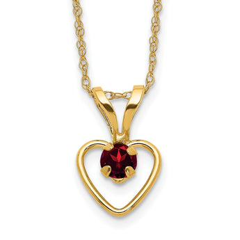 10k Madi K 3mm Garnet Heart Birthstone Necklace 15 in - Birthstone Company
