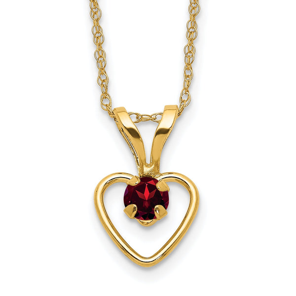 10k Madi K 3mm Garnet Heart Birthstone Necklace