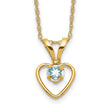 10k Madi K 3mm Aquamarine Heart Birthstone Necklace 15 in - Birthstone Company
