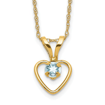 10k Madi K 3mm Aquamarine Heart Birthstone Necklace 15 in - Birthstone Company