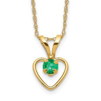 10k Madi K 3mm Emerald Heart Birthstone Necklace